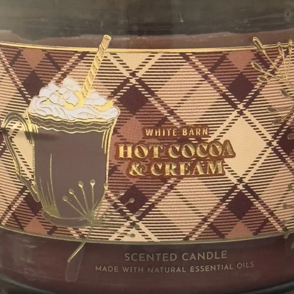 BBW Hot Cocoa & Cream White Barn Bath & Body Works 3 Wick Candle